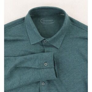 Falconeri 100% Linen Long Sleeve Shirt Mens Medium Green Button Front Bulgaria